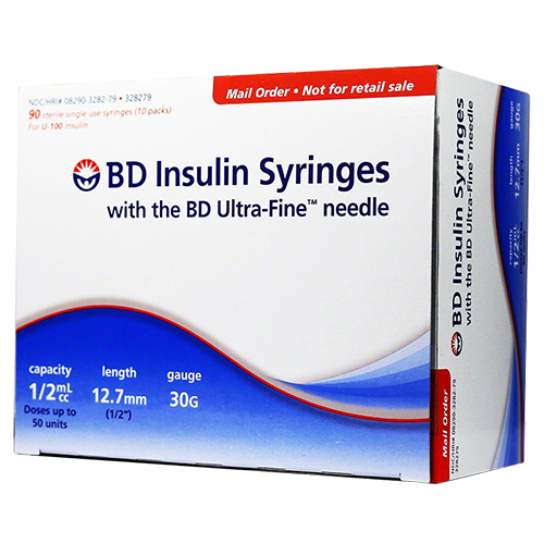 BD Embecta Ultra Fine Insulin Syringes - 30G 1/2cc 1/2" - BX 90