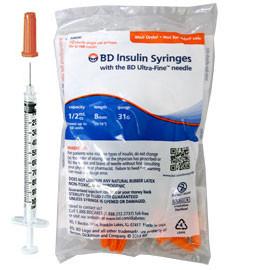 BD Embecta Insulin Syringes Ultra-Fine II Short Needle -31G 1/2cc 5/16" - Polybag of 10ct (formerly BD)