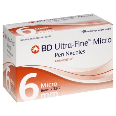 BD Ultra Fine Micro Pen Needles 6mm x 32G - 90 Count