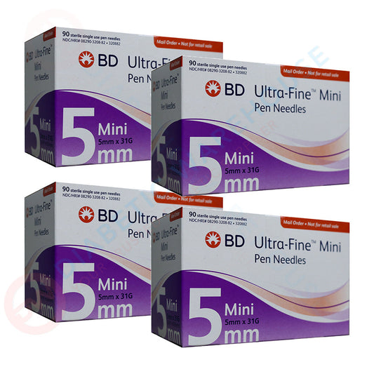 BD Ultra-Fine Mini Pen Needles - 31G 5mm 90/BX - Pack of 4