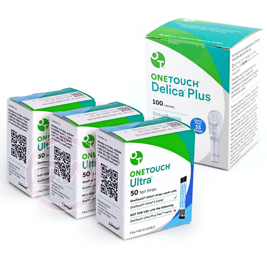 One Touch Ultra Test Strips 150ct with 100 FREE Lancets