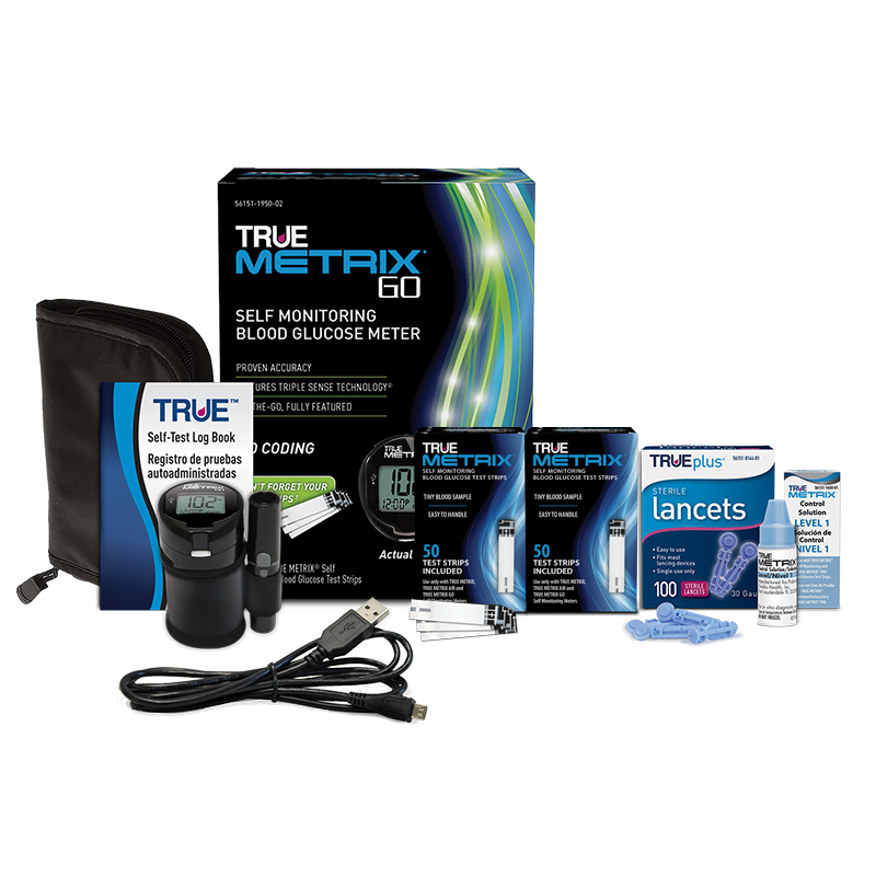 TRUE METRIX GO® Glucose Meter Starter Kit with USB Data Cable