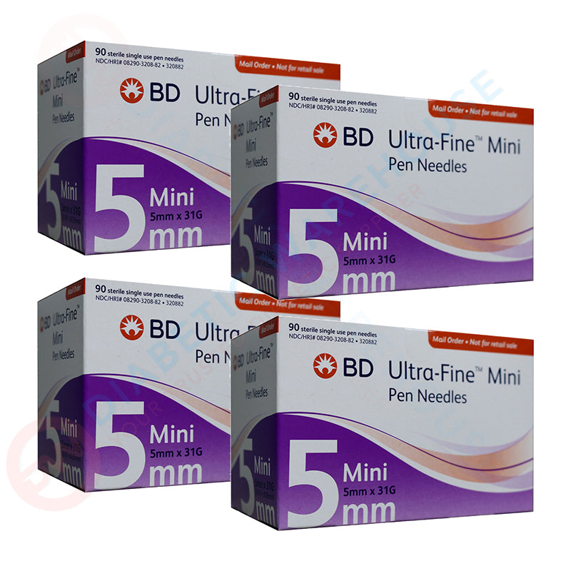 BD Ultra-Fine Mini Pen Needles - 31G 5mm 90/BX - Pack of 4